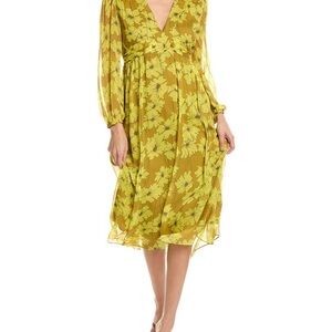 Joie Yellow Plunge Neck Bishop Sleeve Sundress